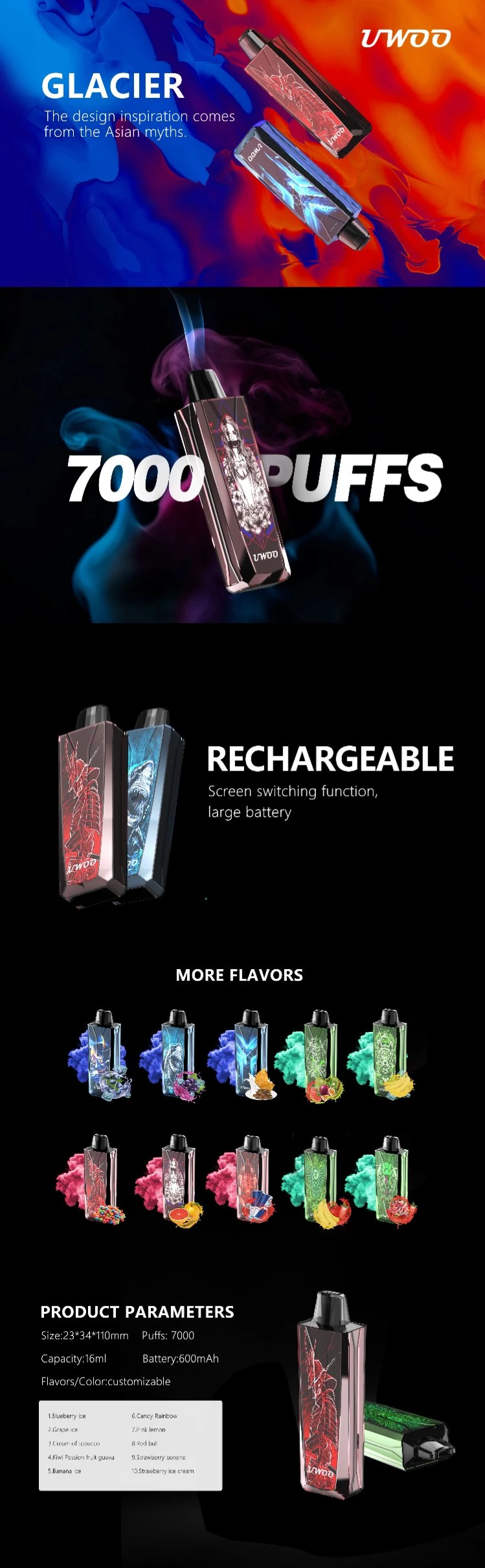 7000puffs Shenzhen Factory Wholesale Disposable Vape OEM/ODM